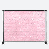 Aperturee - Glitter Pink Brick Wall Valentines Day Backdrop